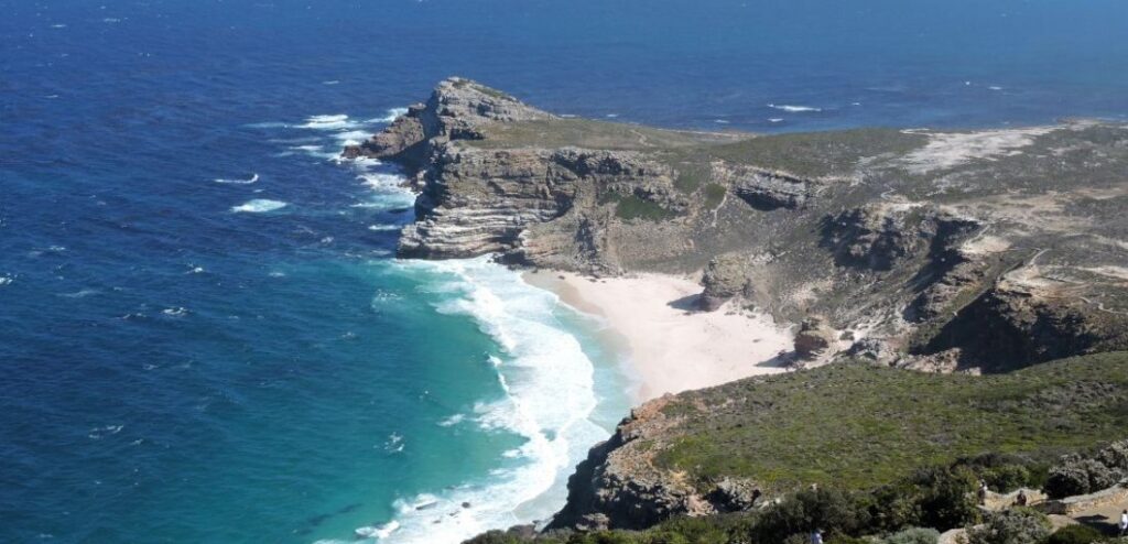 Aerial view of Diaz beach at Cape Point in Cape Town