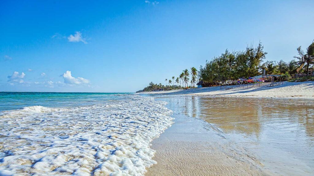 The sunny coastline of Diani Beach | Photo credit: Elewana AfroChic Diani Beach