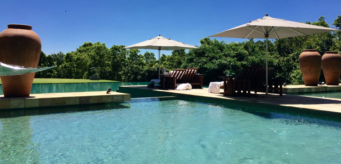 A swimming pool at a lodge.