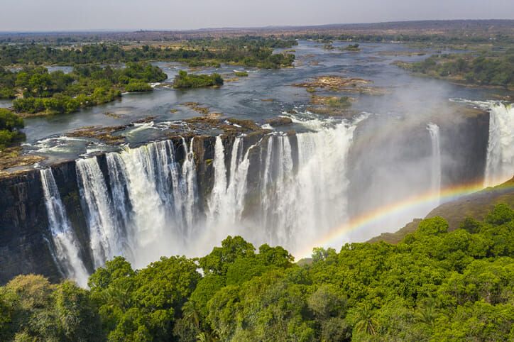 Aerial view of the famous Victoria Falls.