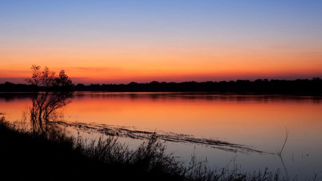 Beautiful sunset at Caprivi Strip in Namibia