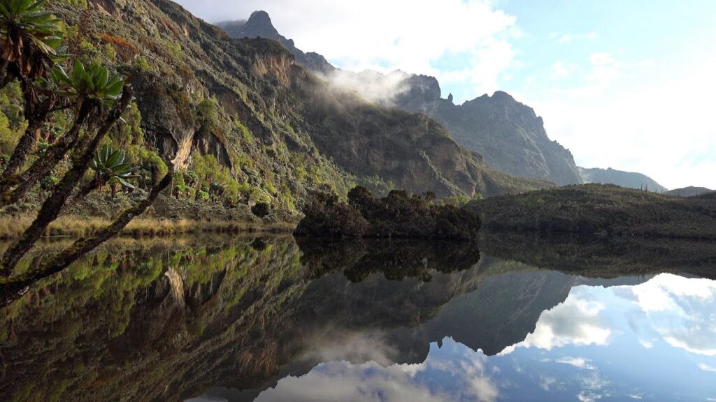 View of the Rwenzori Mountains in Uganda