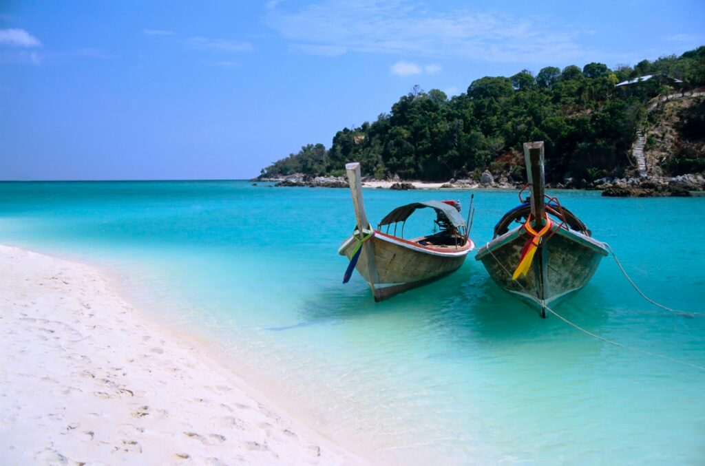 Boats on tropical beach in Zanzibar