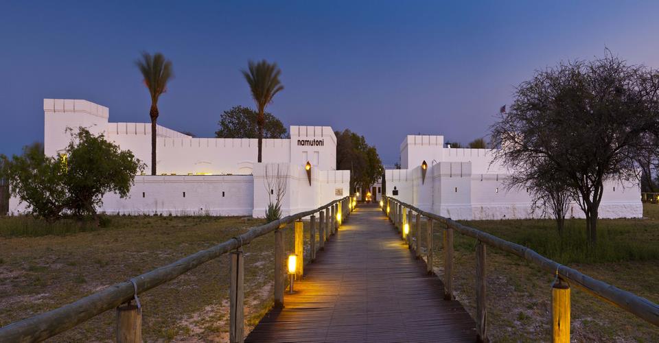 Entrance to Namutoni Resort, Namibia.