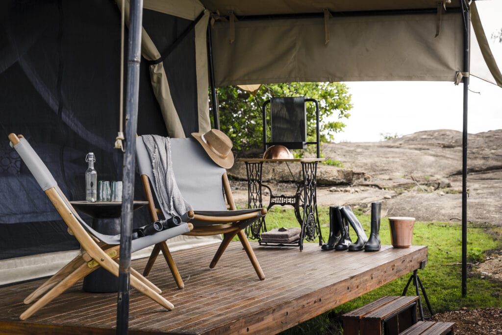 Safari deck at one of the tents at Sanctuary Kichakani Serengeti Camp. Photo: Sanctuary Kichakani