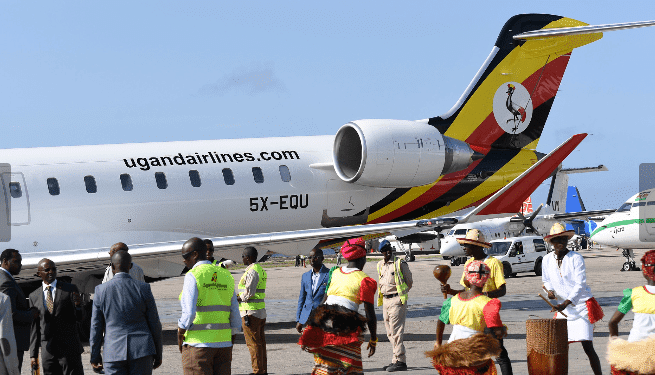 Uganda Airlines Plane At Entebbe International Airport 1 