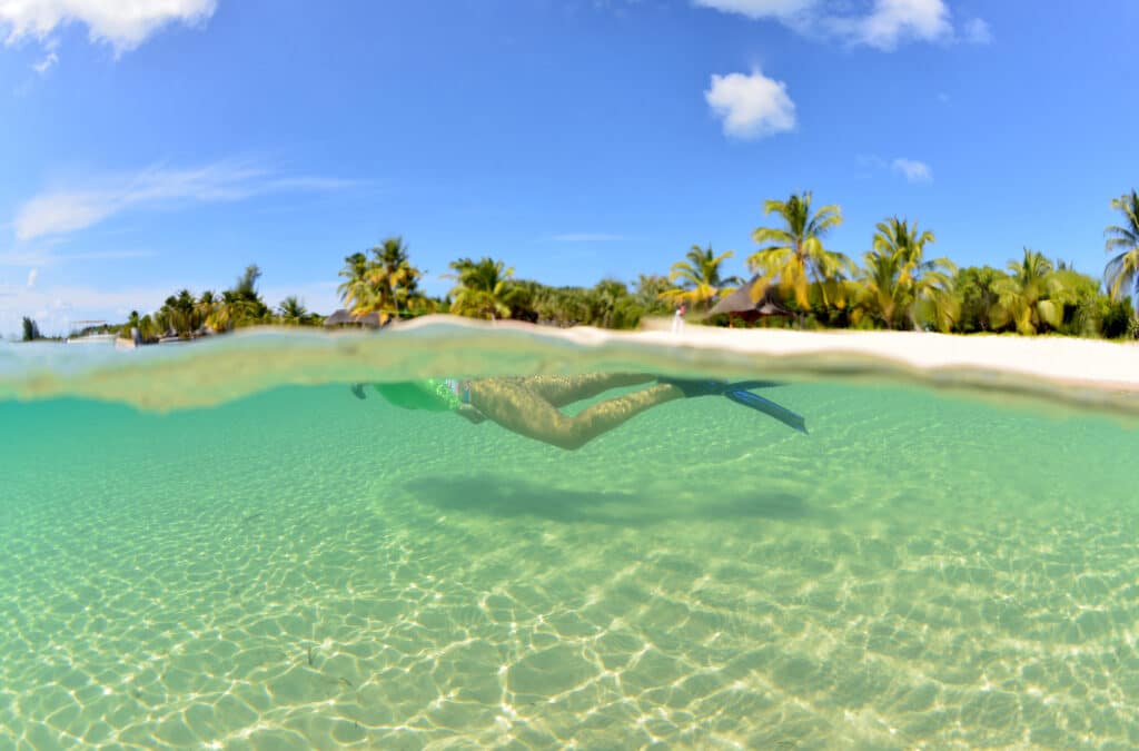 Snorkeling in Bazaruto Archipelago in Mozambique.