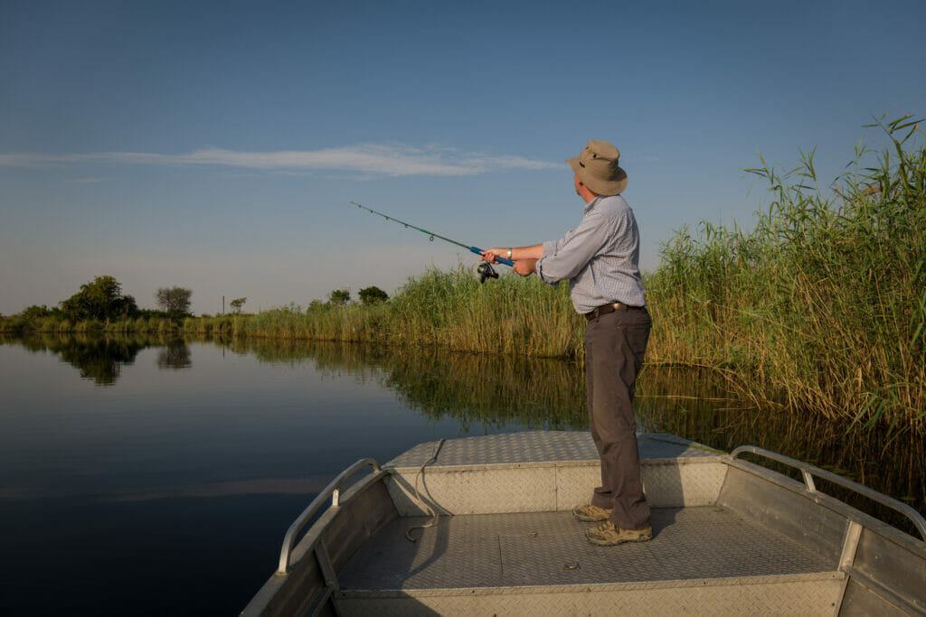 Fishing in the Okavango Delta, Botswana.