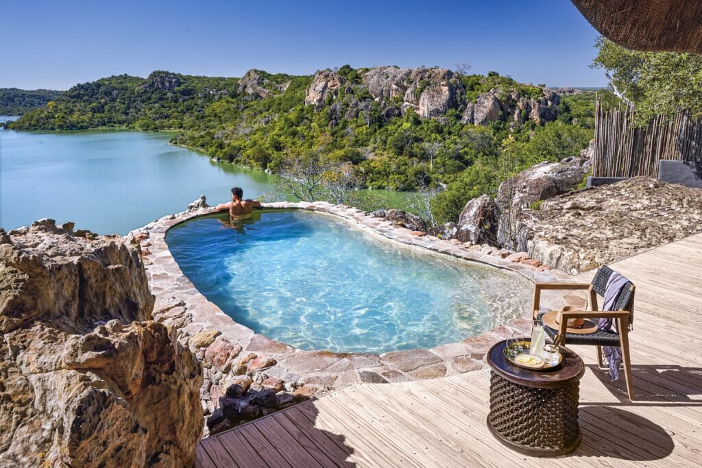 Plunge pool at luxury lodge in Zimbabwe | Photo credits: Singita Pamushana Lodge