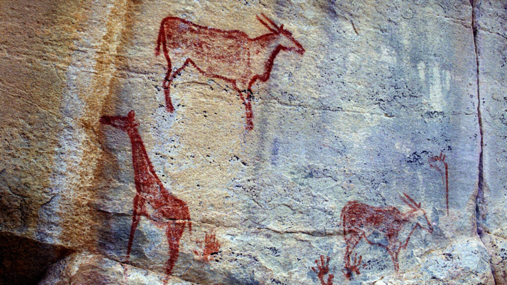 Ancient rock art at Tsodilo Hills, Botswana.