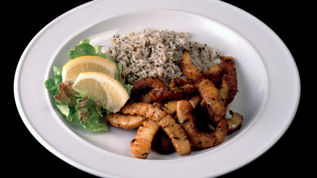 A dish with grilled mopane worms.