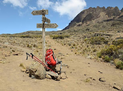 Sign on the northern circuit route of Mount Kilimanjaro, Tanzania.