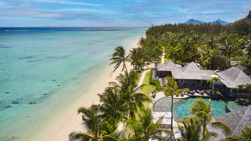 Aerial view of a luxury beach resort in Mauritius | Photo credit: LUX* Le Morne