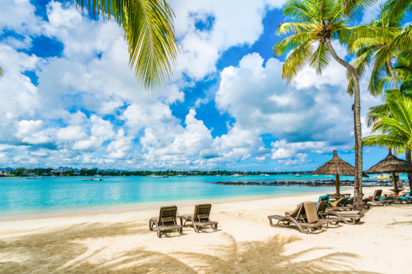 Public beach at Grand Baie in Mauritius