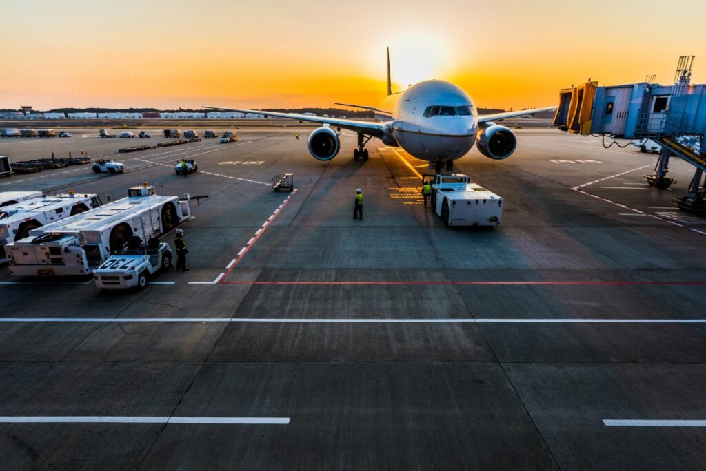 An aeroplane at an airport for the Africa travel news digest.