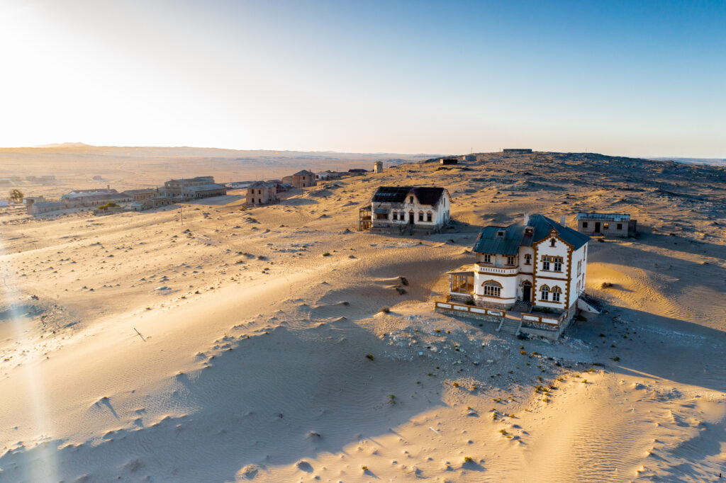 Deserted homes in Kolmanskop ghost town near Luderitz in Namibia. Photo: Getty Images