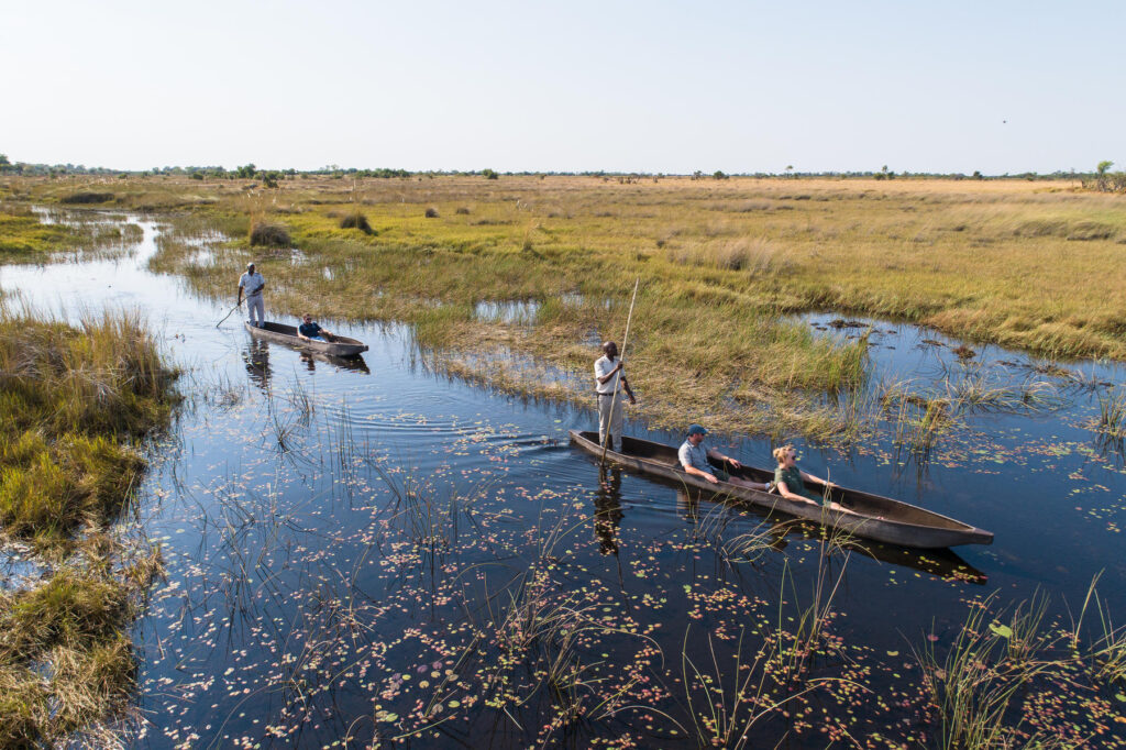 Mokoro safari in the Okavango Delta, Botswana.