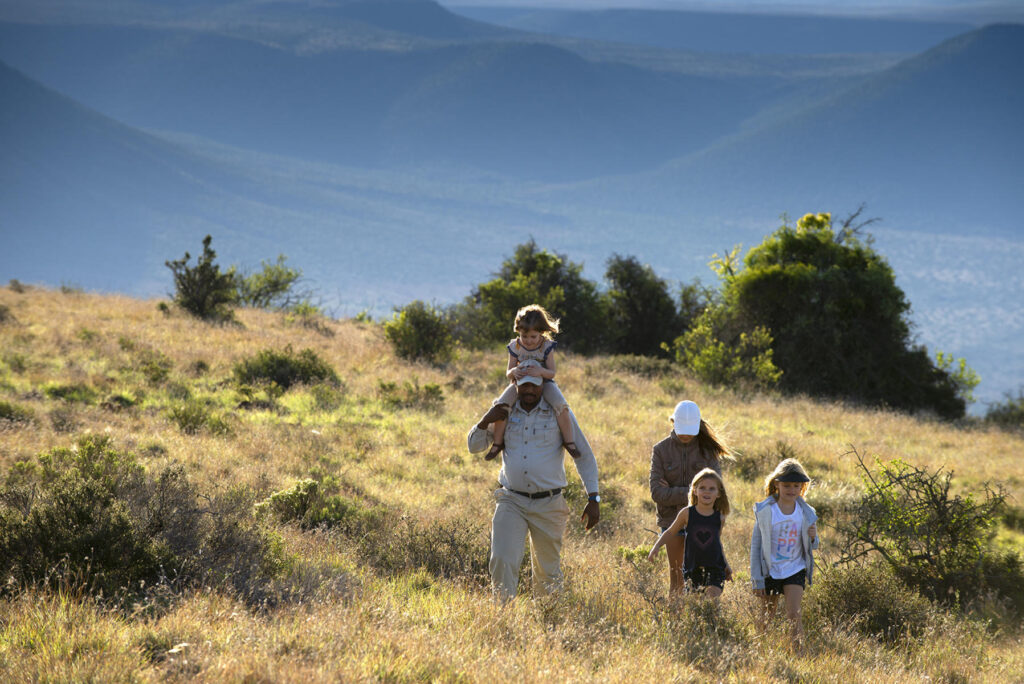 Family on a bush walk in Karoo, South Africa. Photo: Samara Karoo