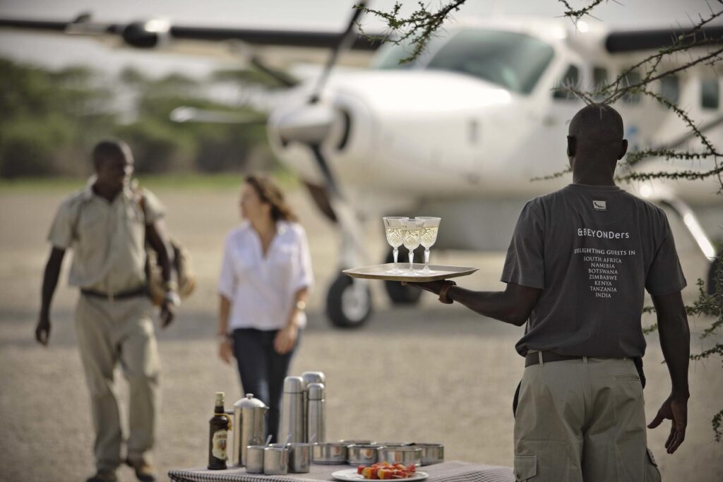 Scenic flights and some drinks in Tanzania. Photo credit: andBeyond Serengeti Under Canvas