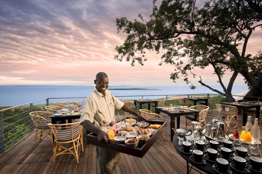 Dinner with a view on the deck at Lake Kariba, Zimbabwe. Photo: Bumi Hills Safari Lodge