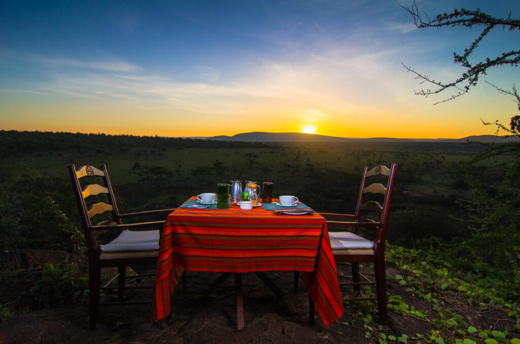 Breakfast overlooking Naboisho Conservancy, Kenya. Photo: Hemingways Ol Seki