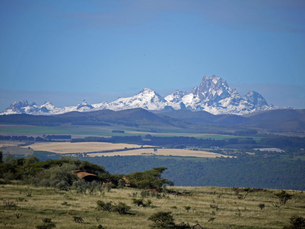 View of snow capped Mount Kenya in Kenya.