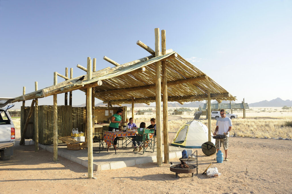 Camping site at Sesriem Oasis, Namibia.